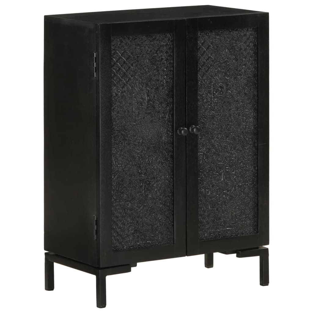 Buffet noir 55x30x77 cm bois massif de manguier et fer - XIOS