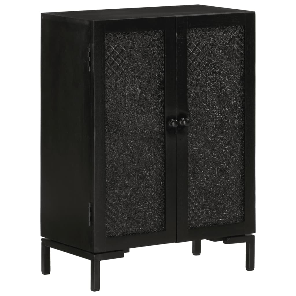 Buffet noir 55x30x77 cm bois massif de manguier et fer - XIOS