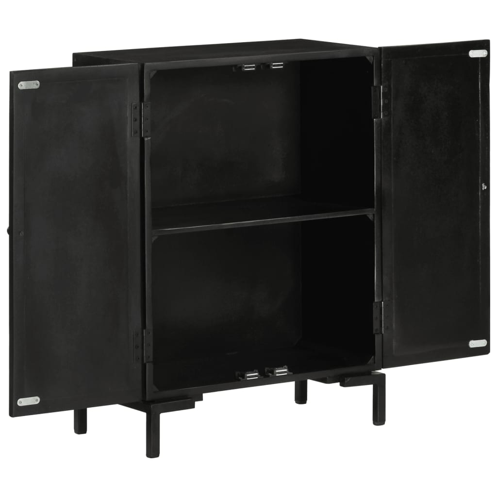 Buffet noir 55x30x77 cm bois massif de manguier et fer - XIOS