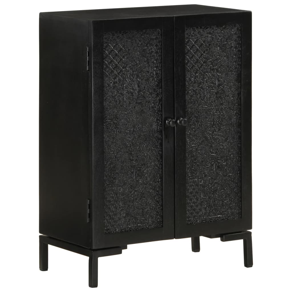 Buffet noir 55x30x77 cm bois massif de manguier et fer - XIOS
