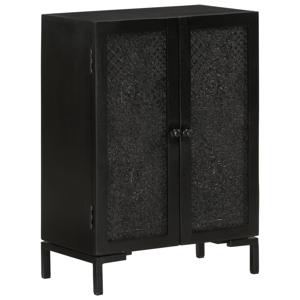 Buffet noir 55x30x77 cm bois massif de manguier et fer - XIOS
