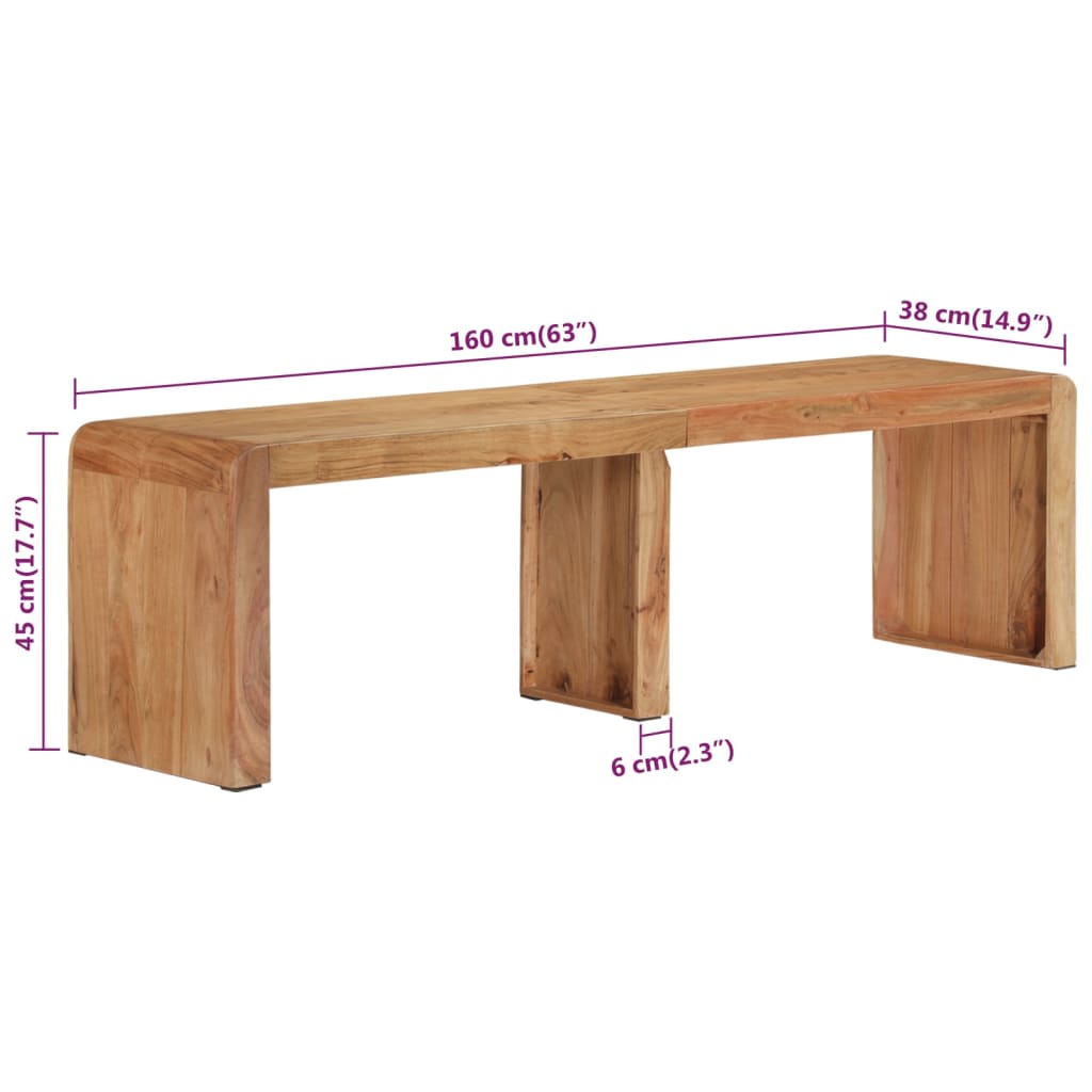 Banc 160x38x45 cm bois massif d'acacia - XIOS