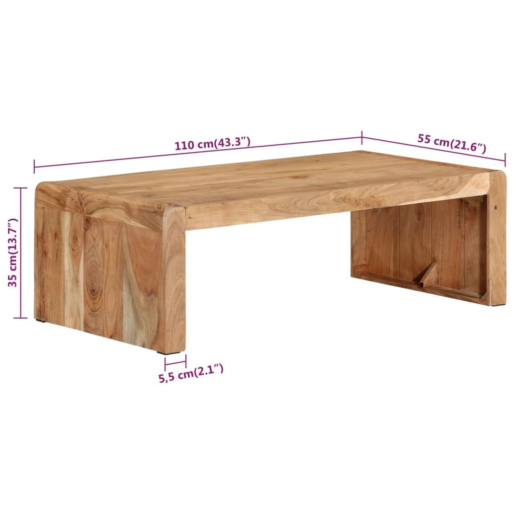 Table basse 110x55x35 cm bois massif d'acacia - XIOS