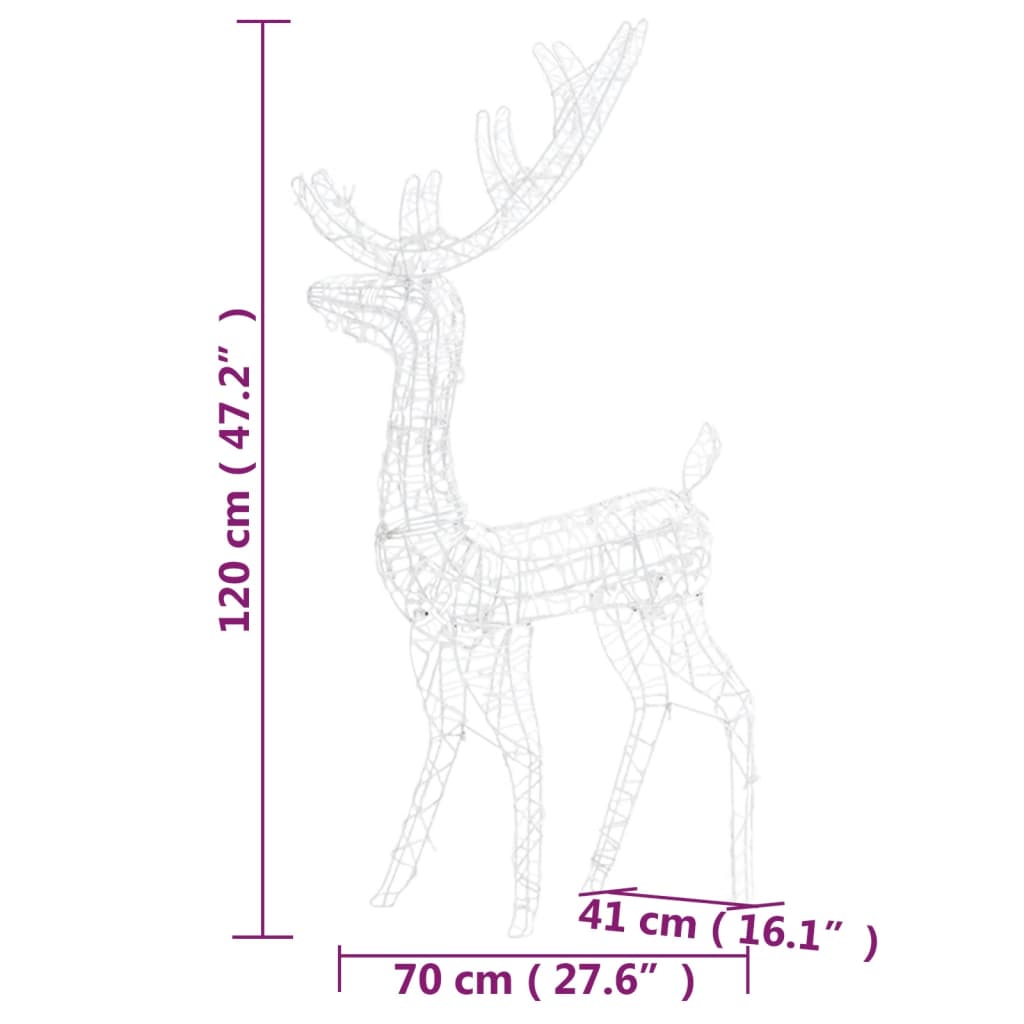 Décorations de Noël de renne Acrylique 2 pcs 120 cm Blanc froid - XIOS