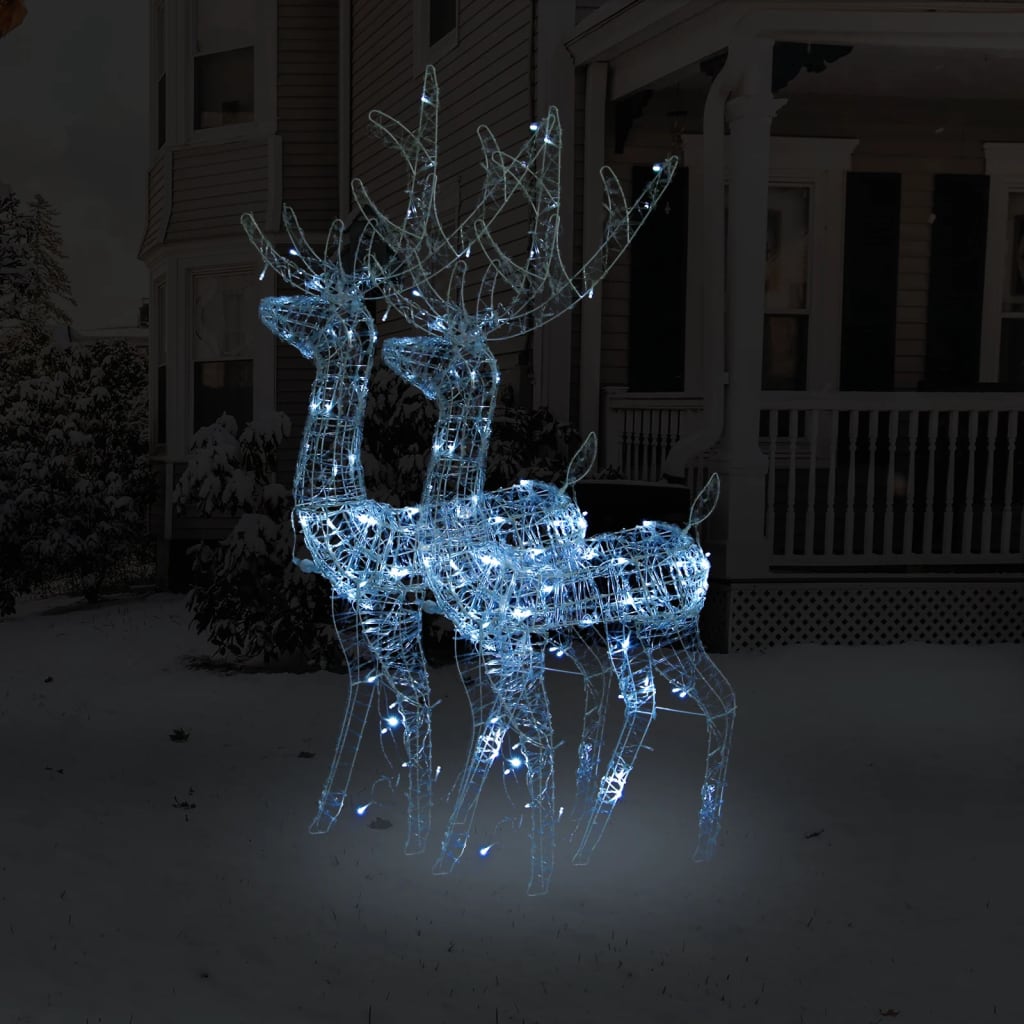 Décorations de Noël de renne Acrylique 2 pcs 120 cm Blanc froid - XIOS