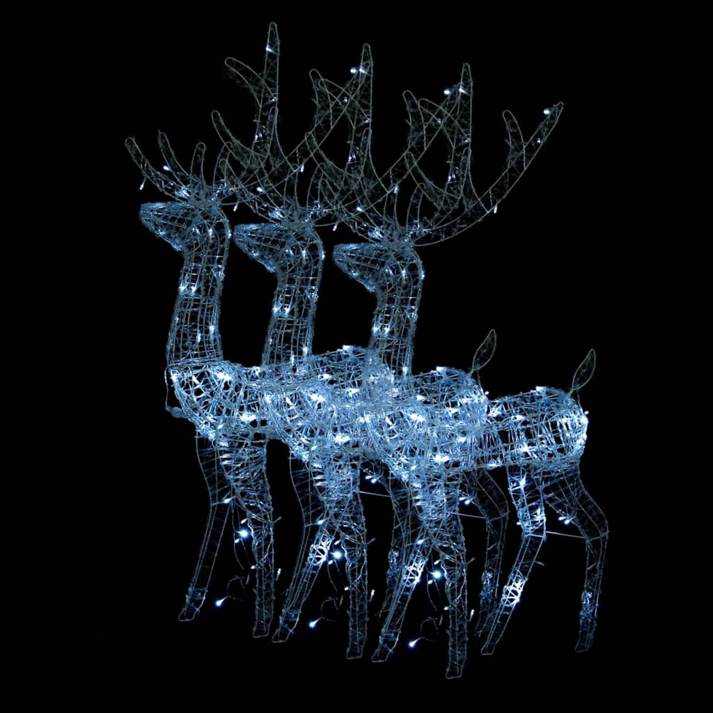 Décorations de Noël de renne Acrylique 3 pcs 120 cm Blanc froid - XIOS