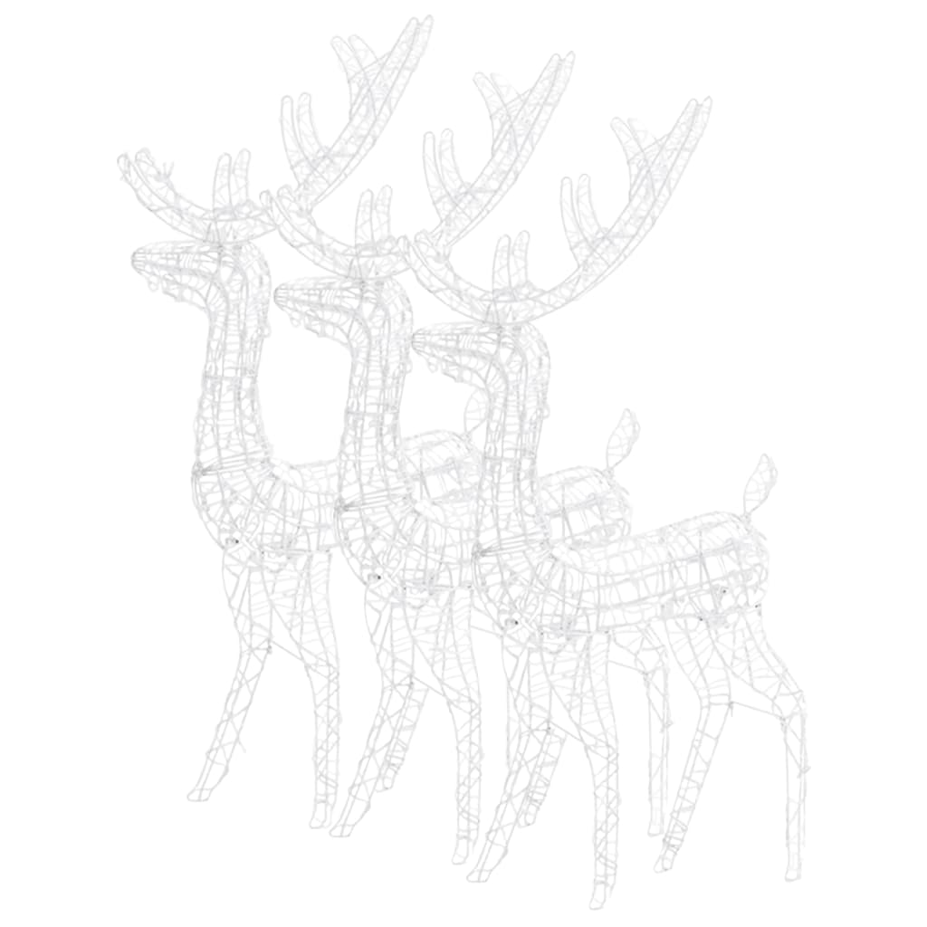 Décorations de Noël de renne Acrylique 3 pcs 120 cm Blanc froid - XIOS