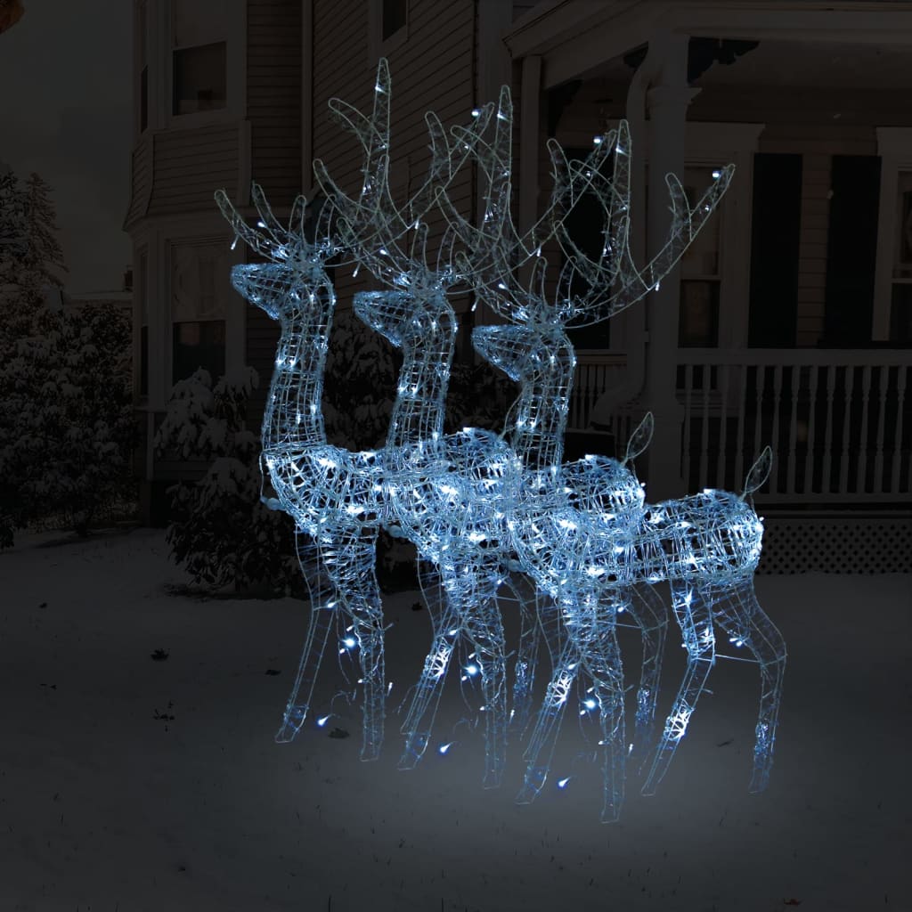 Décorations de Noël de renne Acrylique 3 pcs 120 cm Blanc froid - XIOS