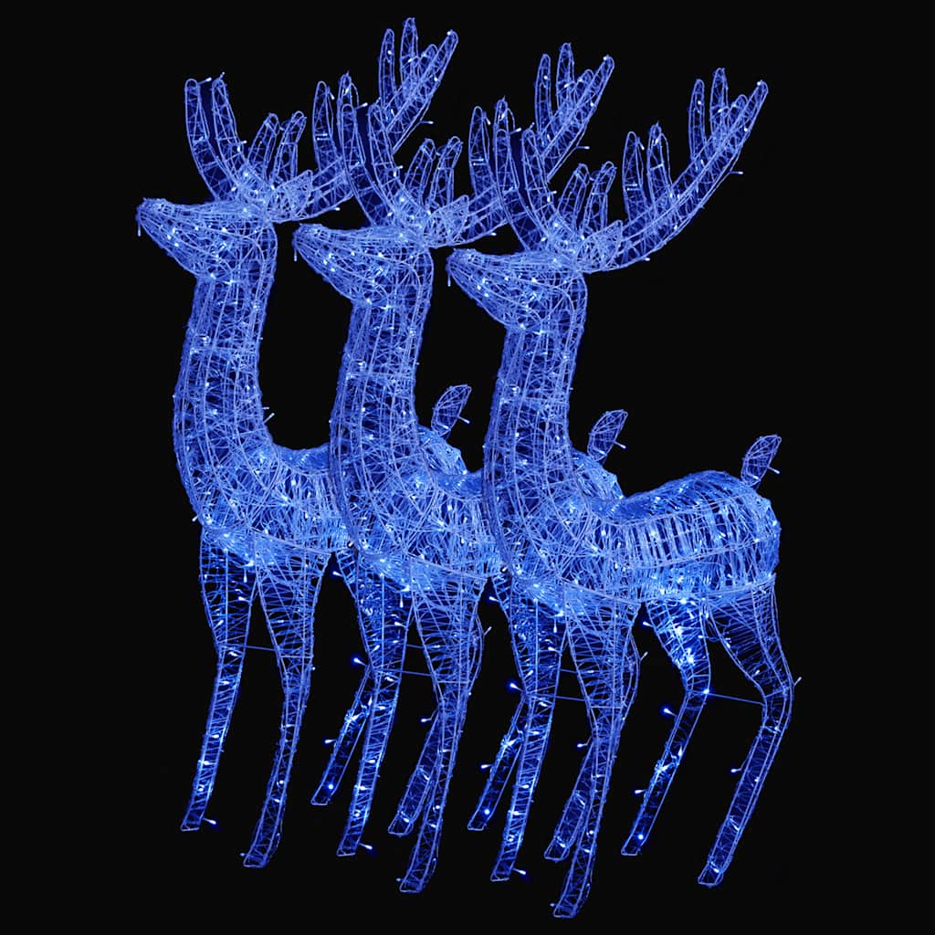 Rennes de Noël XXL Acrylique 250 LED 3 pcs 180 cm Bleu - XIOS