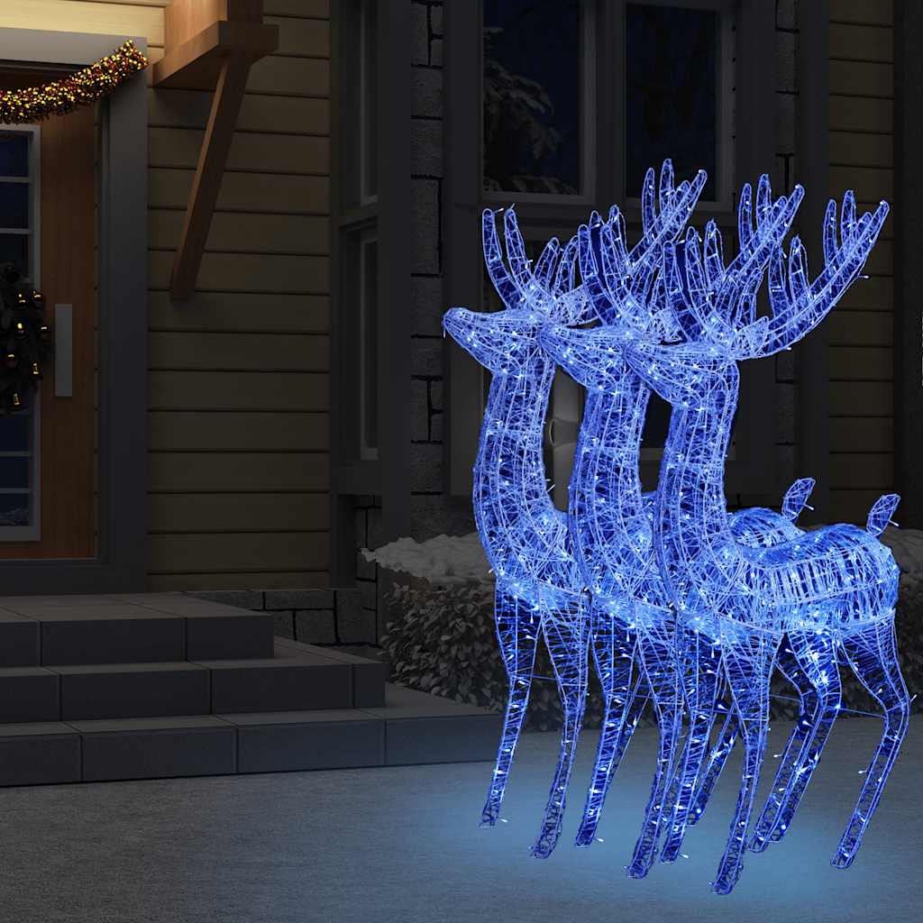 Rennes de Noël XXL Acrylique 250 LED 3 pcs 180 cm Bleu - XIOS