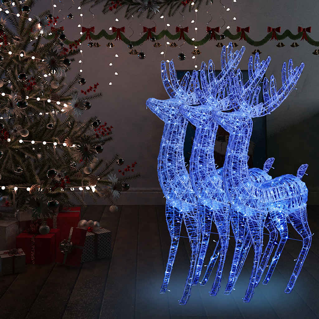 Rennes de Noël XXL Acrylique 250 LED 3 pcs 180 cm Bleu - XIOS