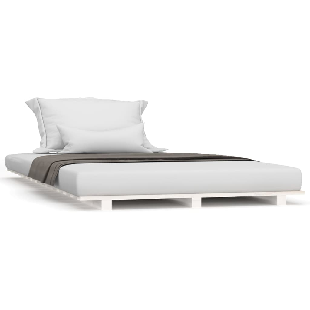 Cadre de lit sans matelas blanc 90x200 cm bois de pin massif - XIOS