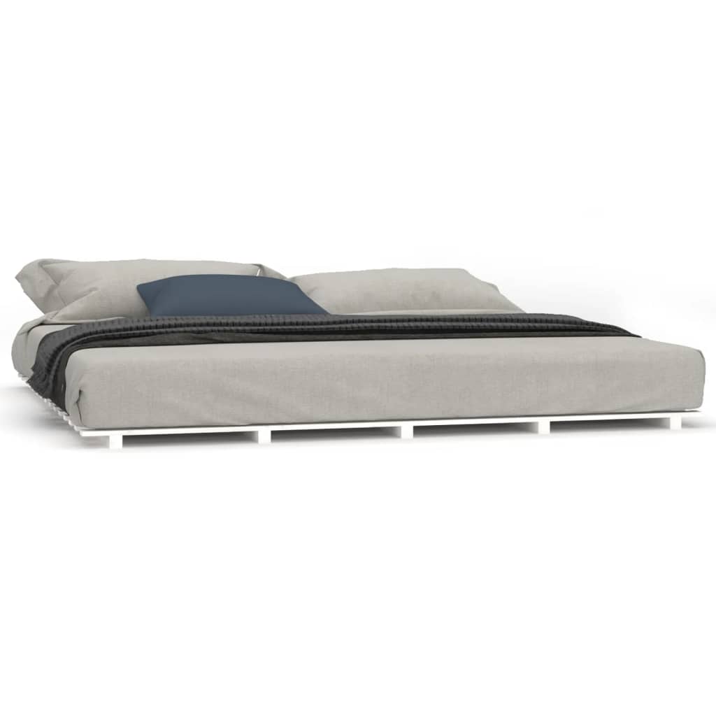 Cadre de lit sans matelas blanc 200x200 cm bois massif de pin - XIOS