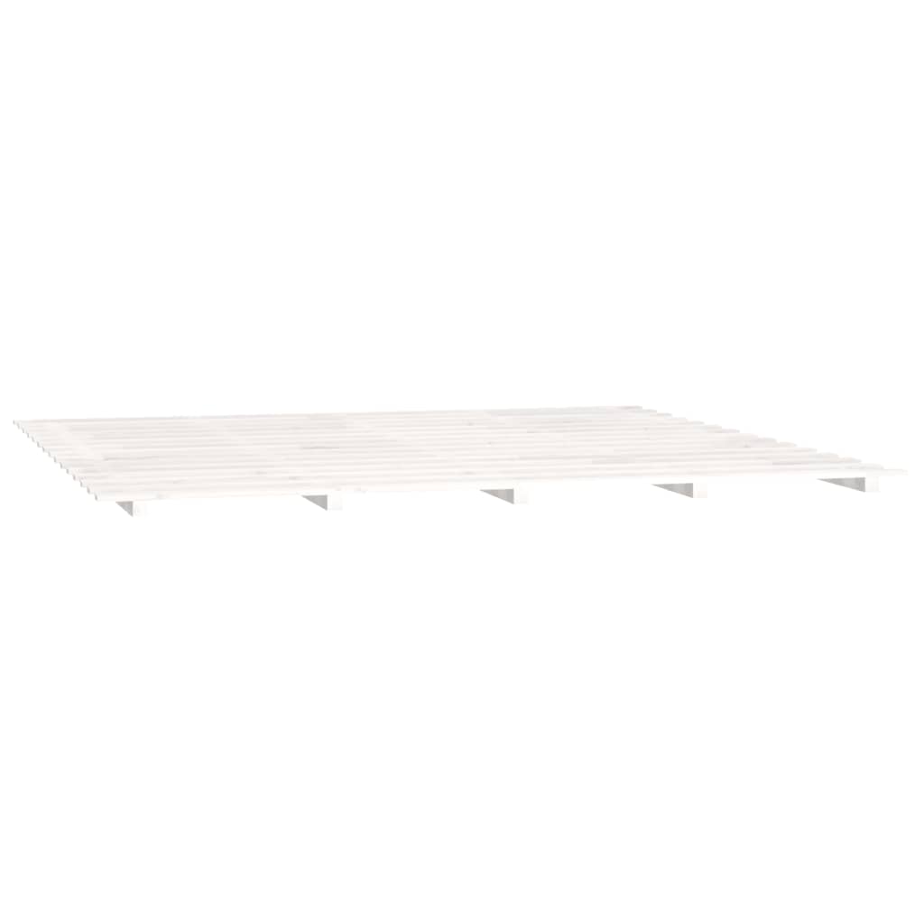 Cadre de lit sans matelas blanc 200x200 cm bois massif de pin - XIOS