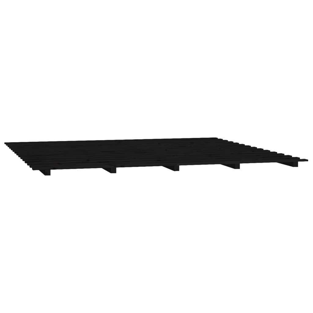 Cadre de lit sans matelas noir 200x200 cm bois massif de pin - XIOS
