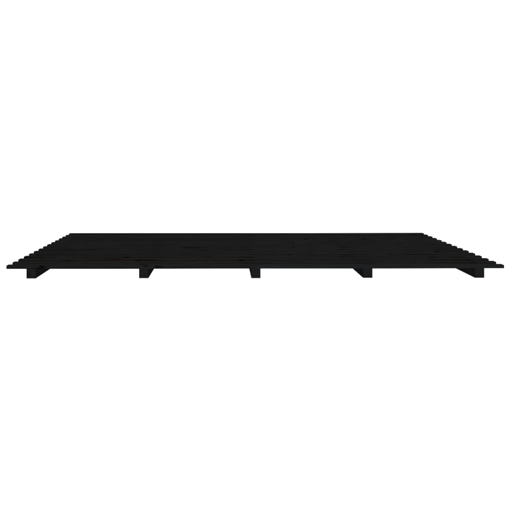 Cadre de lit sans matelas noir 200x200 cm bois massif de pin - XIOS