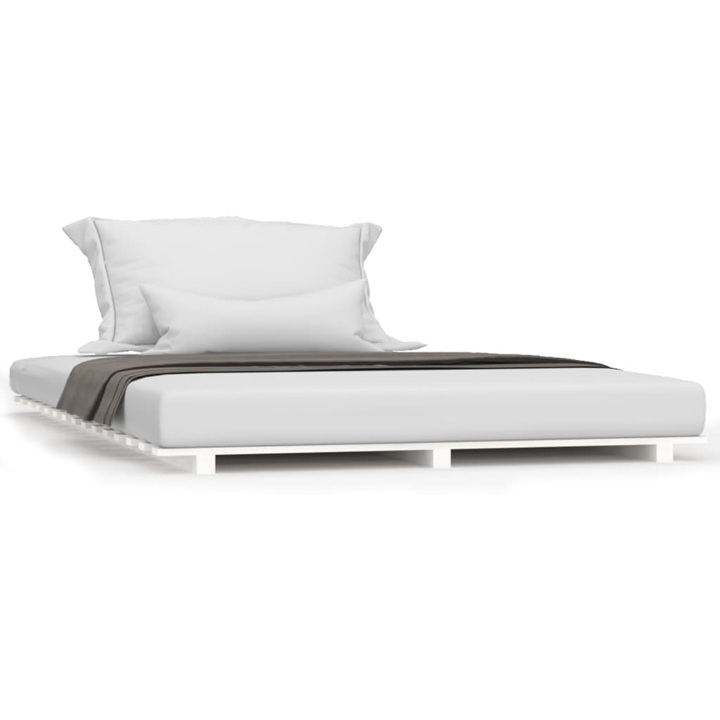 Cadre de lit sans matelas blanc 140x200 cm bois de pin massif - XIOS