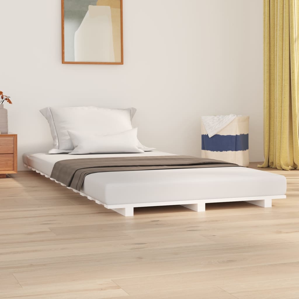 Cadre de lit sans matelas blanc 90x190 cm bois de pin massif - XIOS