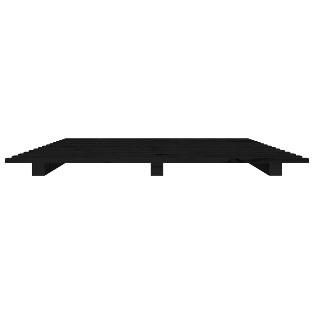 Cadre de lit sans matelas noir 90x190 cm bois de pin massif - XIOS