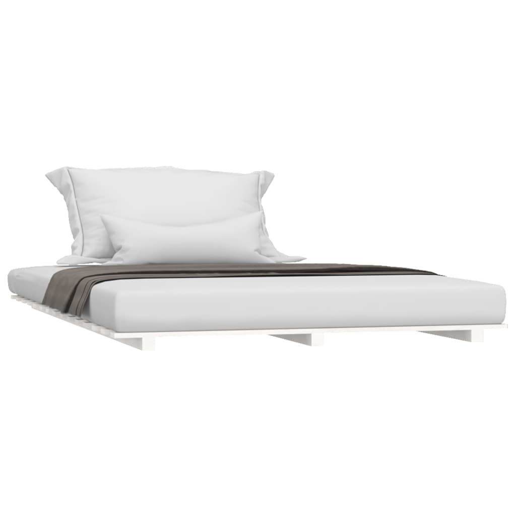 Cadre de lit sans matelas blanc 120x190 cm bois de pin massif - XIOS