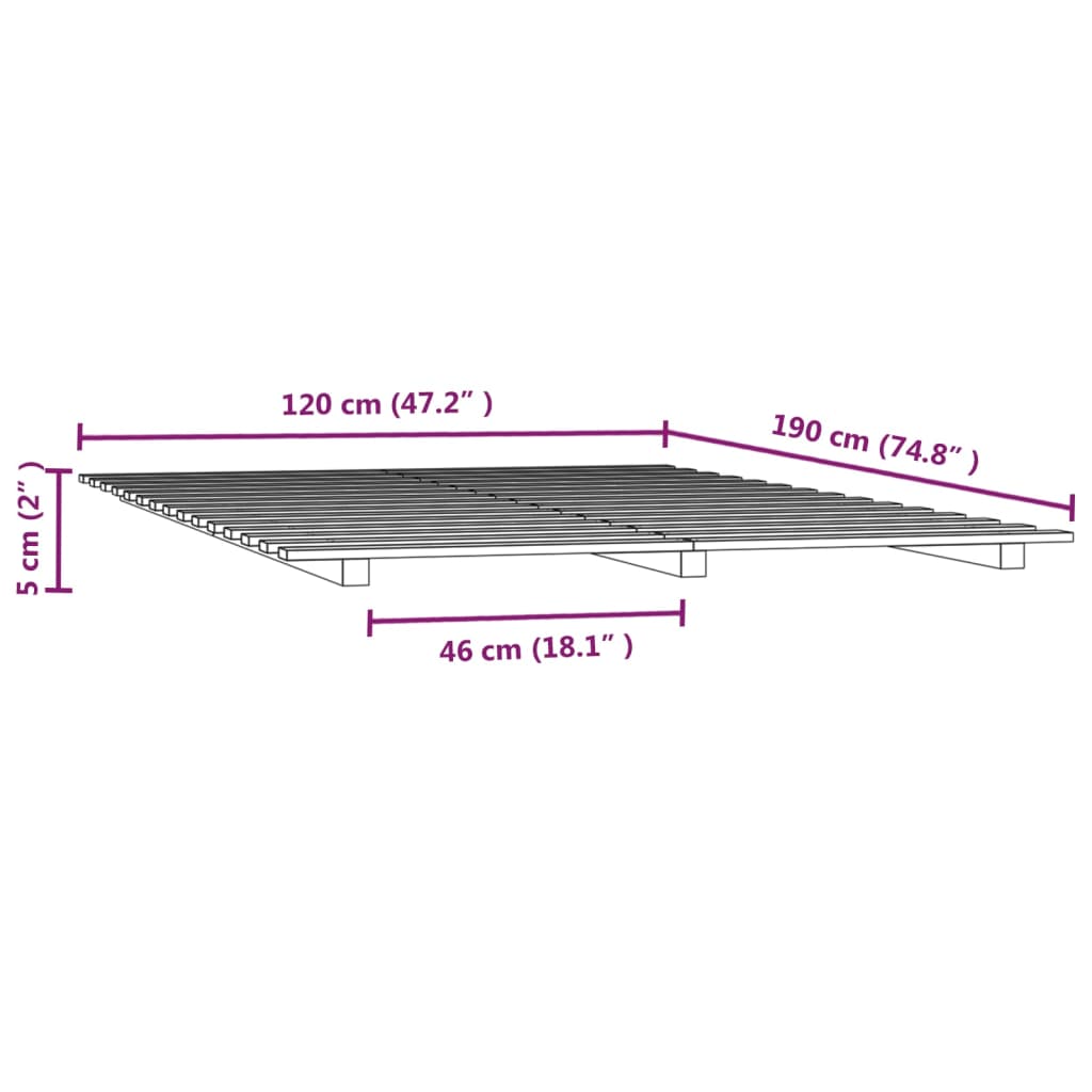Cadre de lit sans matelas blanc 120x190 cm bois de pin massif - XIOS