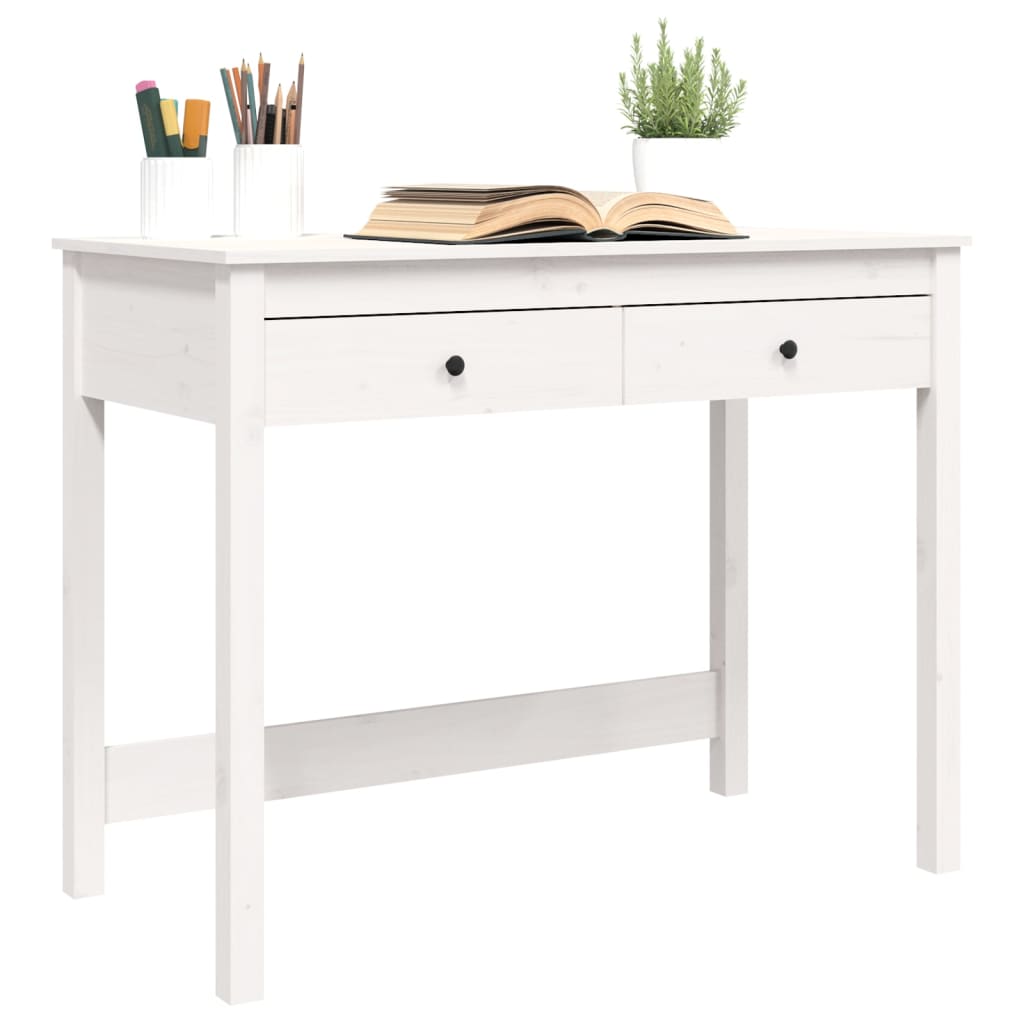 Bureau avec tiroirs Blanc 100x50x78 cm Bois massif de pin - XIOS