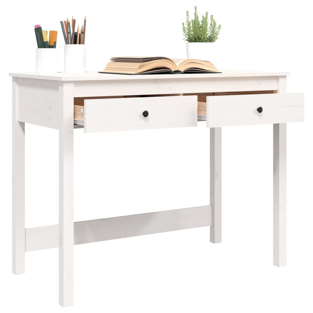 Bureau avec tiroirs Blanc 100x50x78 cm Bois massif de pin - XIOS