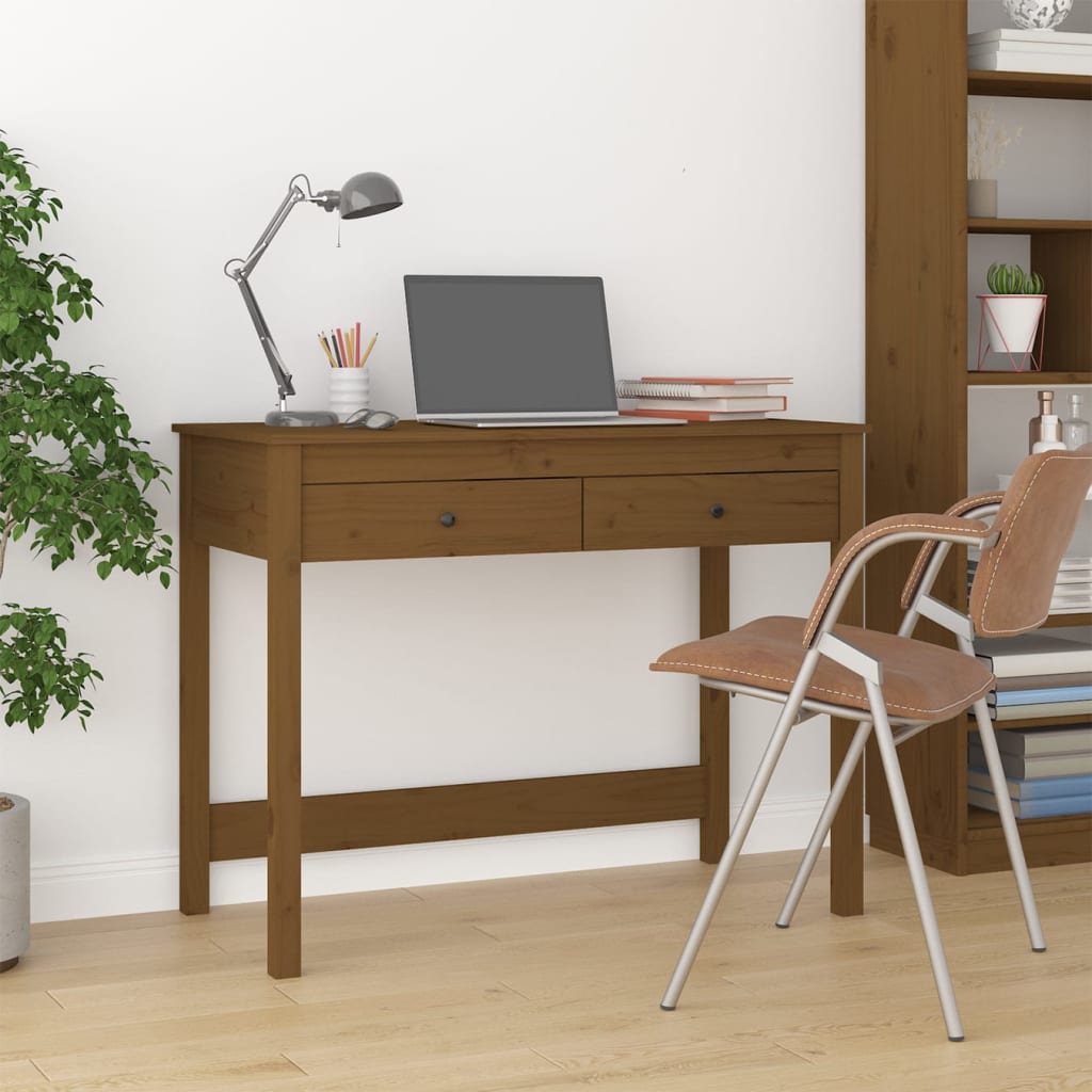 Bureau avec tiroirs Marron miel 100x50x78 cm Bois massif de pin - XIOS
