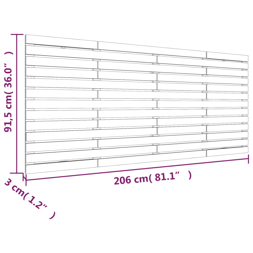 Tête de lit murale Gris 206x3x91,5 cm Bois massif de pin - XIOS