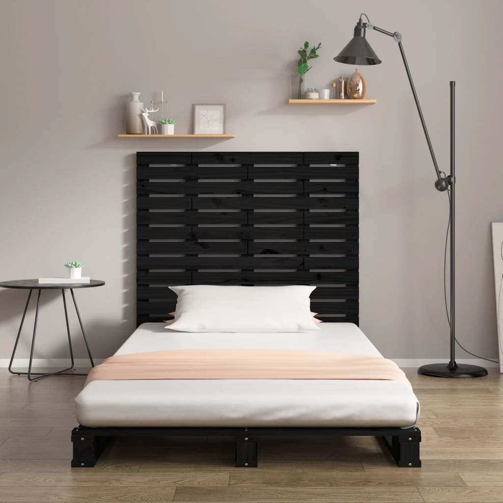 Tête de lit murale Noir 141x3x91,5 cm Bois massif de pin - XIOS