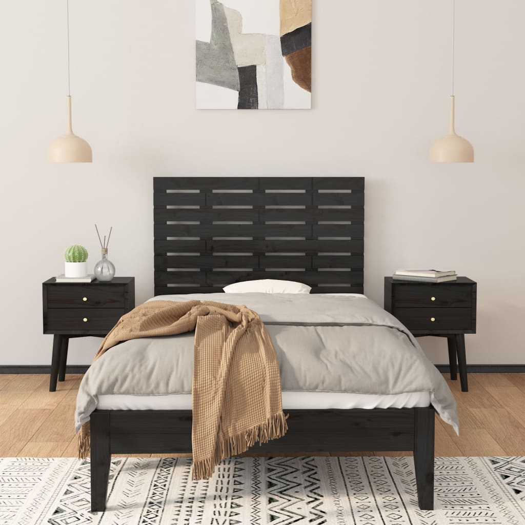 Tête de lit murale Noir 106x3x63 cm Bois massif de pin - XIOS