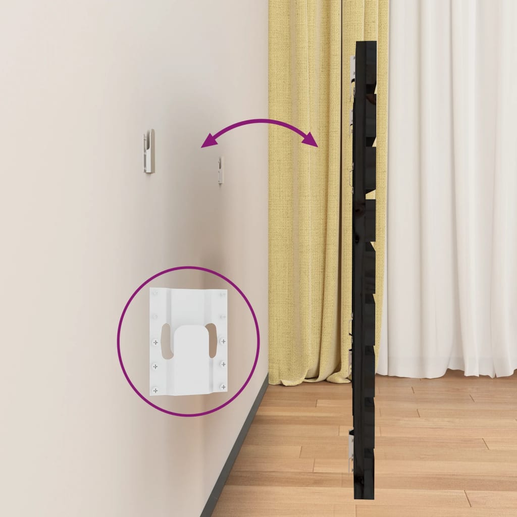 Tête de lit murale Noir 106x3x63 cm Bois massif de pin - XIOS