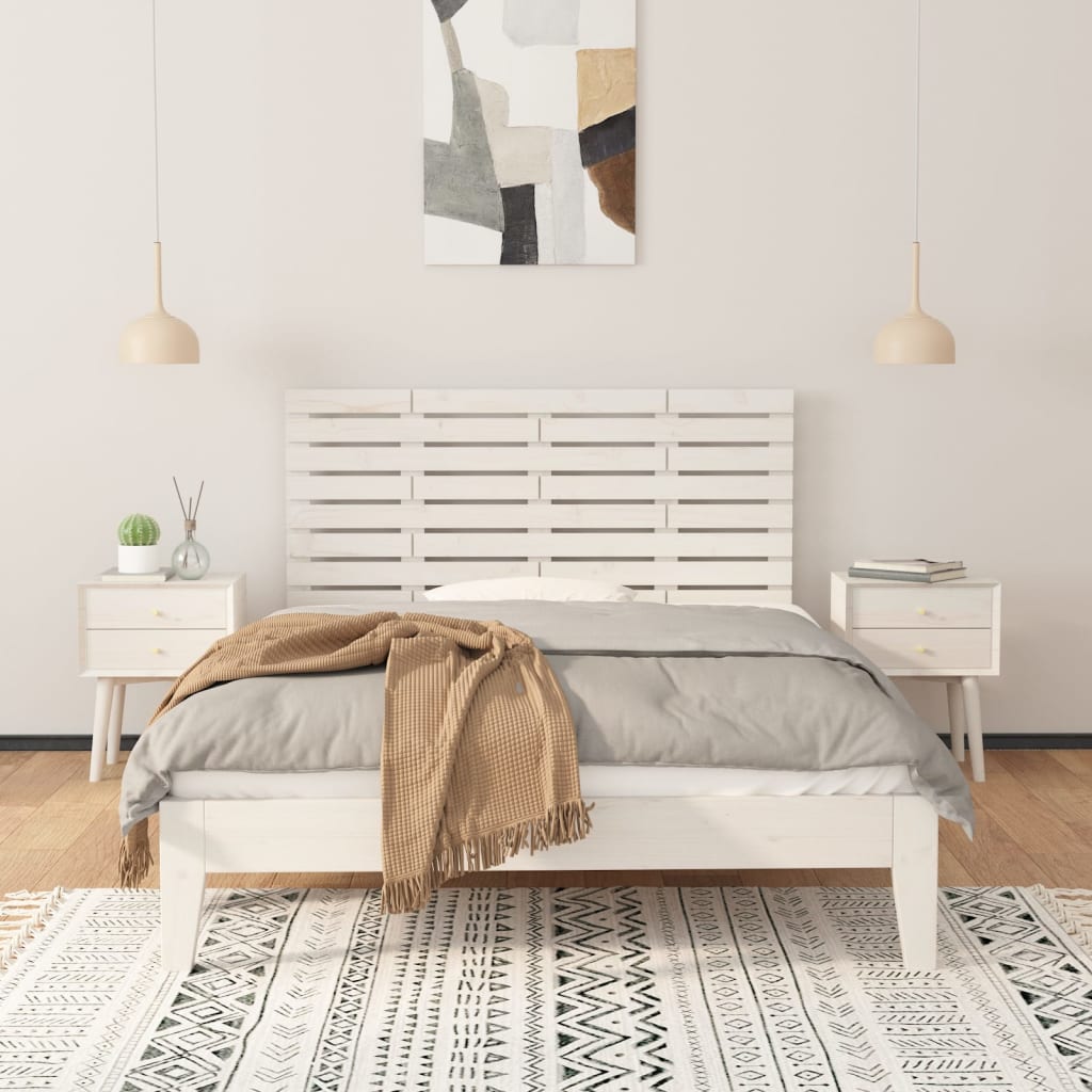 Tête de lit murale Blanc 126x3x63 cm Bois massif de pin - XIOS