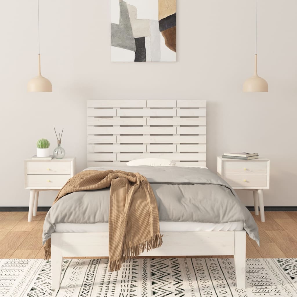 Tête de lit murale Blanc 81x3x63 cm Bois massif de pin - XIOS