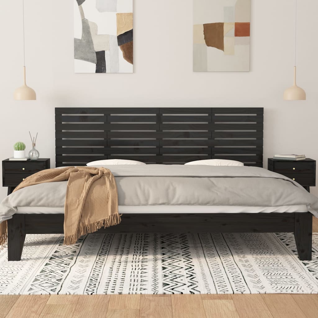 Tête de lit murale Noir 166x3x63 cm Bois massif de pin - XIOS