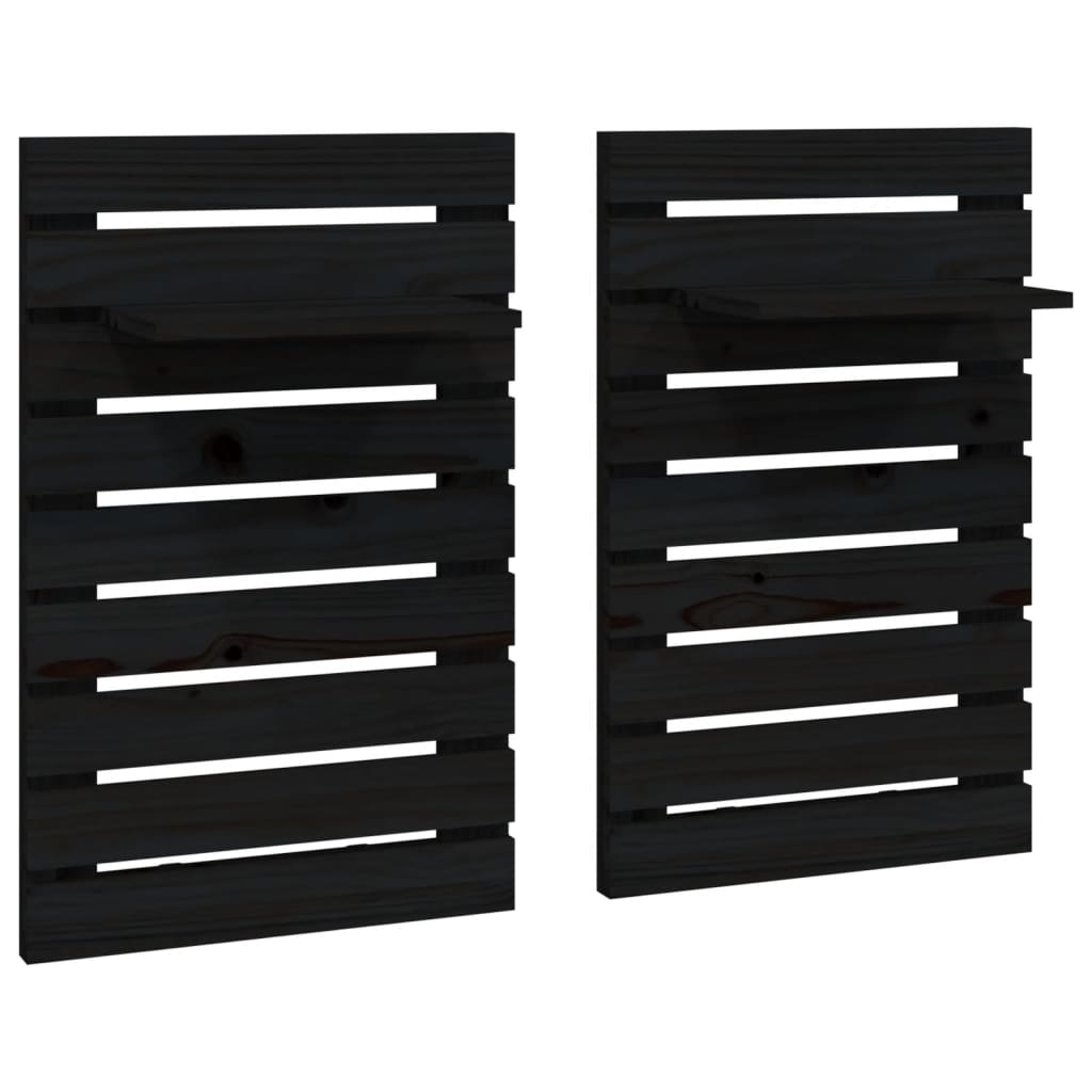 Étagères de chevet murales 2 pcs Noir Bois de pin massif - XIOS