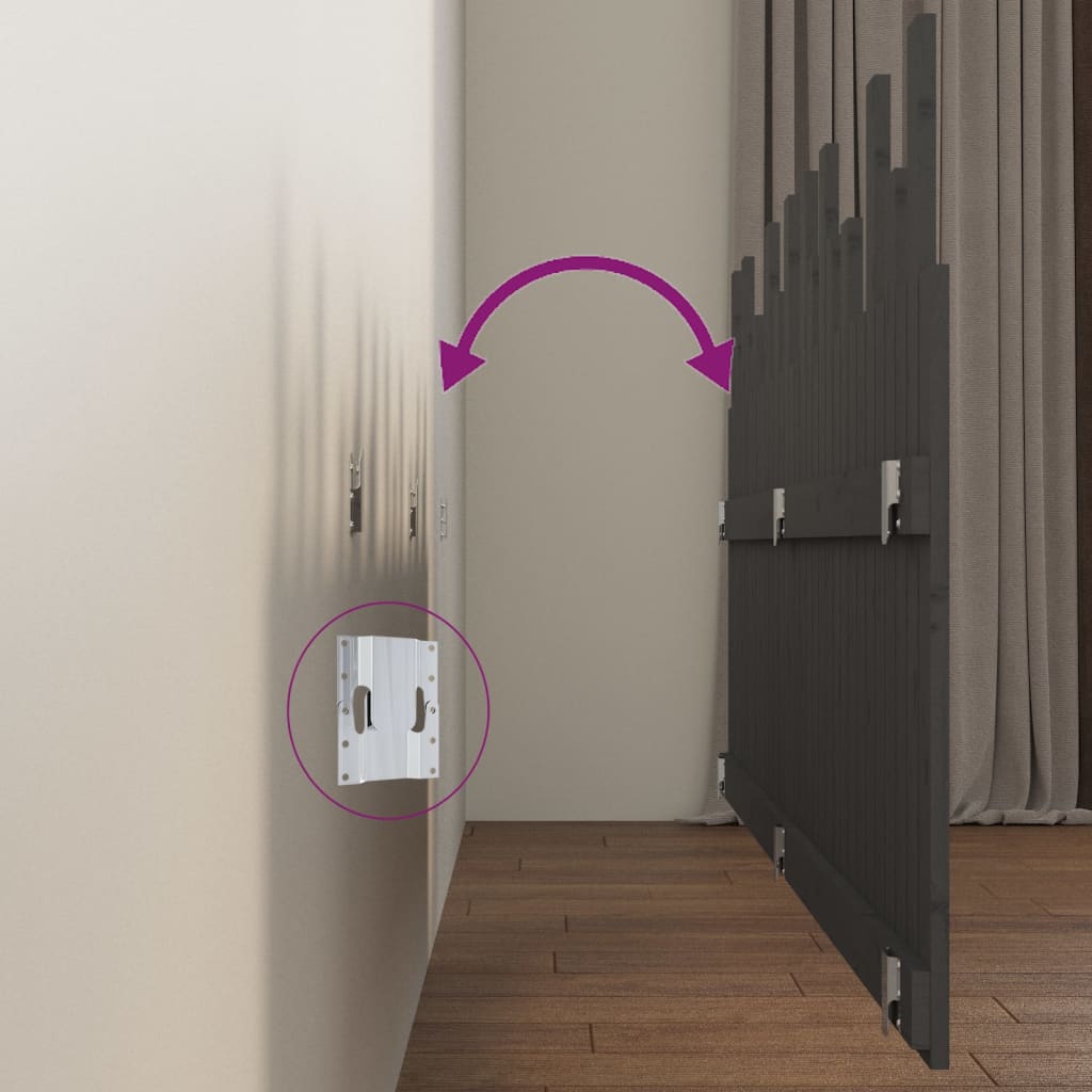 Tête de lit murale Gris 204x3x80 cm Bois massif de pin - XIOS