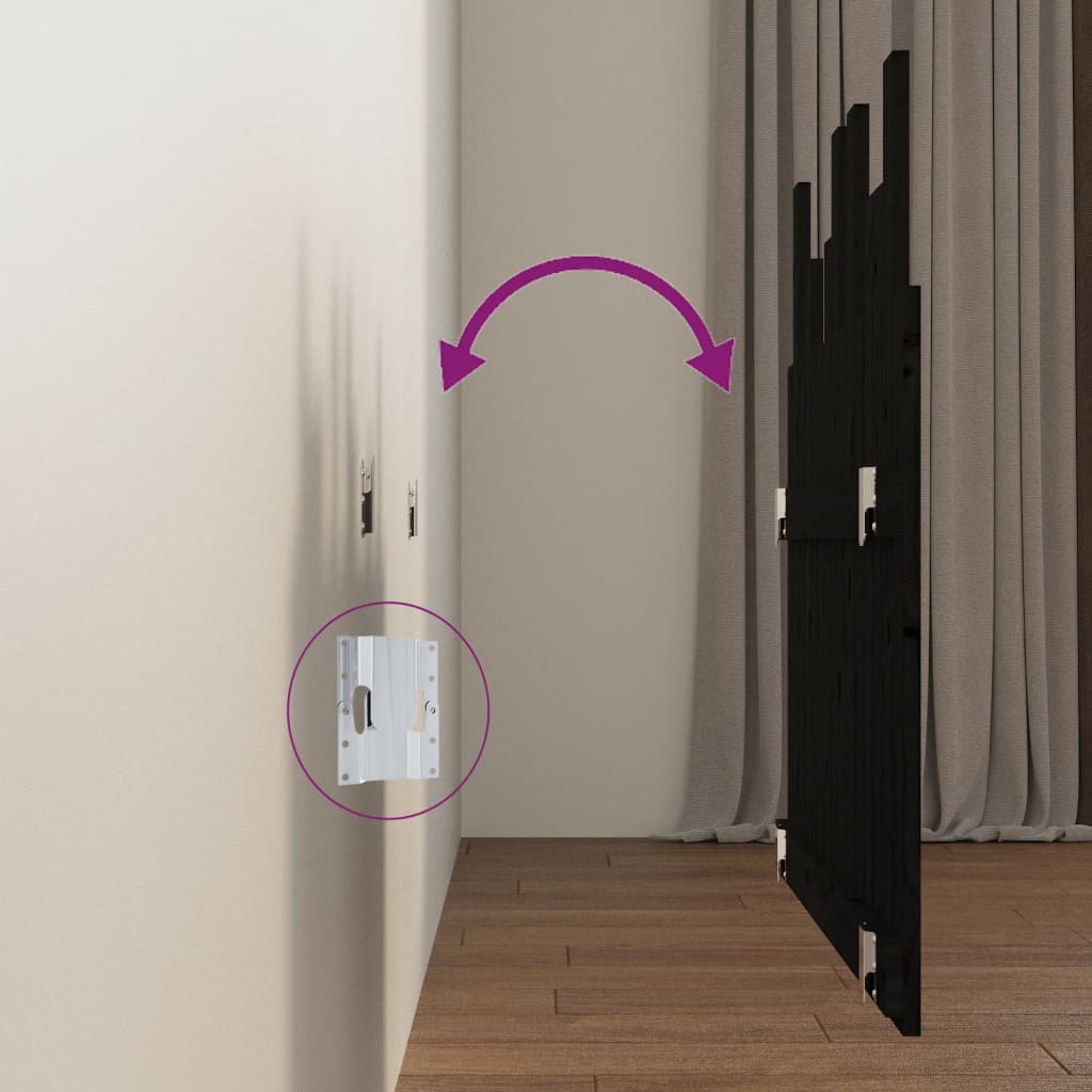 Tête de lit murale Noir 95,5x3x80 cm Bois massif de pin - XIOS