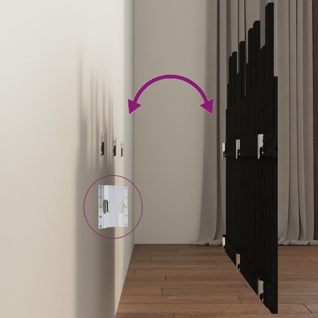 Tête de lit murale Noir 127,5x3x80 cm Bois massif de pin - XIOS