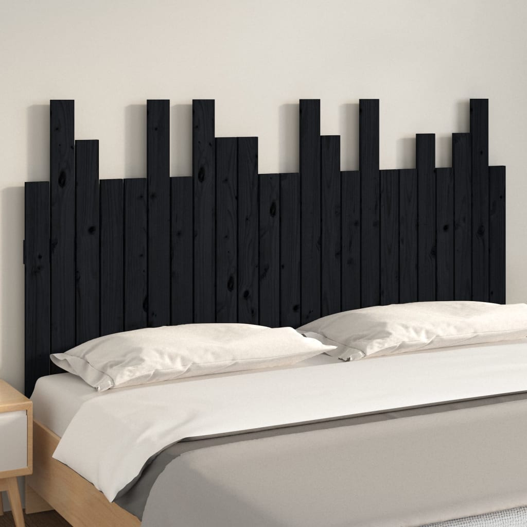 Tête de lit murale Noir 146,5x3x80 cm Bois massif de pin - XIOS