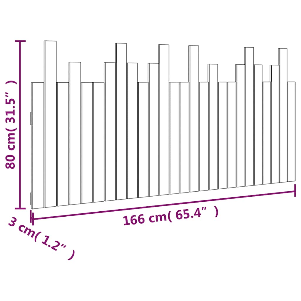 Tête de lit murale Blanc 166x3x80 cm Bois massif de pin - XIOS