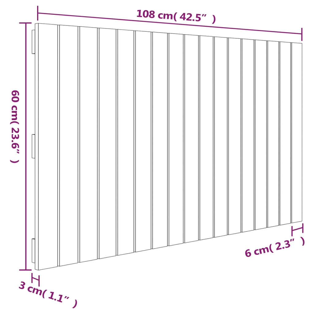 Tête de lit murale Blanc 108x3x60 cm Bois massif de pin - XIOS
