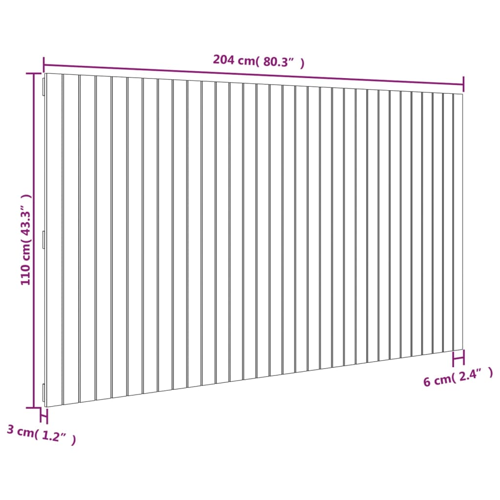 Tête de lit murale Gris 204x3x110 cm Bois massif de pin - XIOS