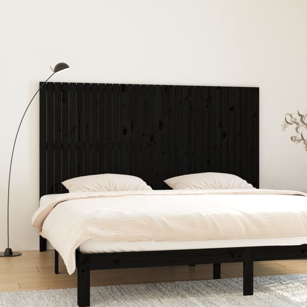 Tête de lit murale Noir 204x3x110 cm Bois massif de pin - XIOS