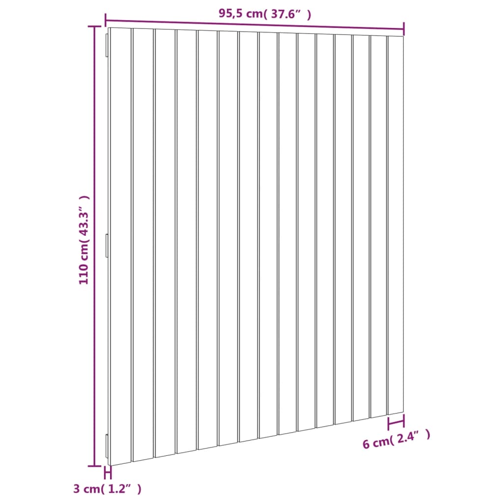 Tête de lit murale Gris 95,5x3x110 cm Bois massif de pin - XIOS