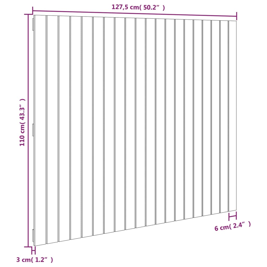 Tête de lit murale Gris 127,5x3x110 cm Bois massif de pin - XIOS