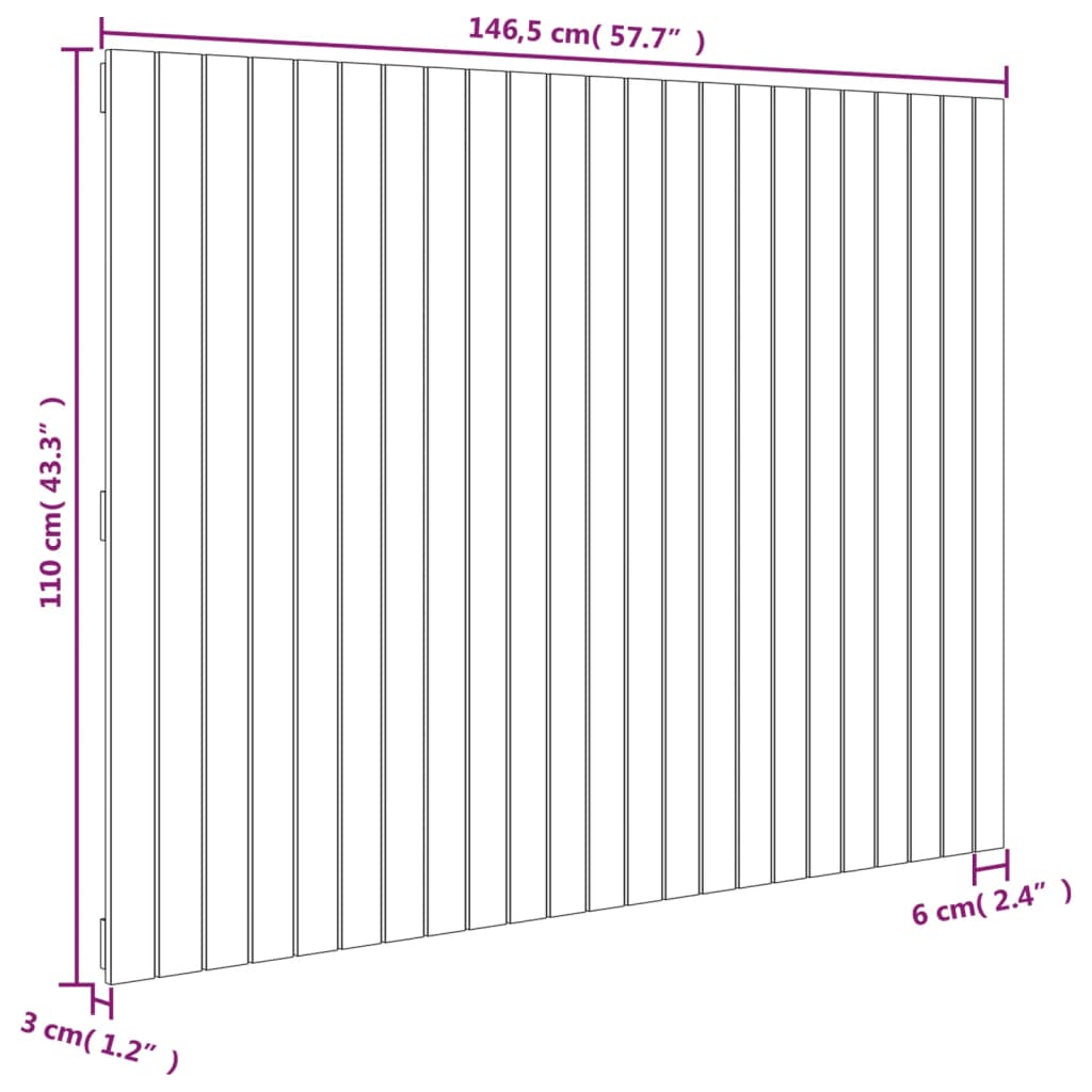 Tête de lit murale Gris 146,5x3x110 cm Bois massif de pin - XIOS