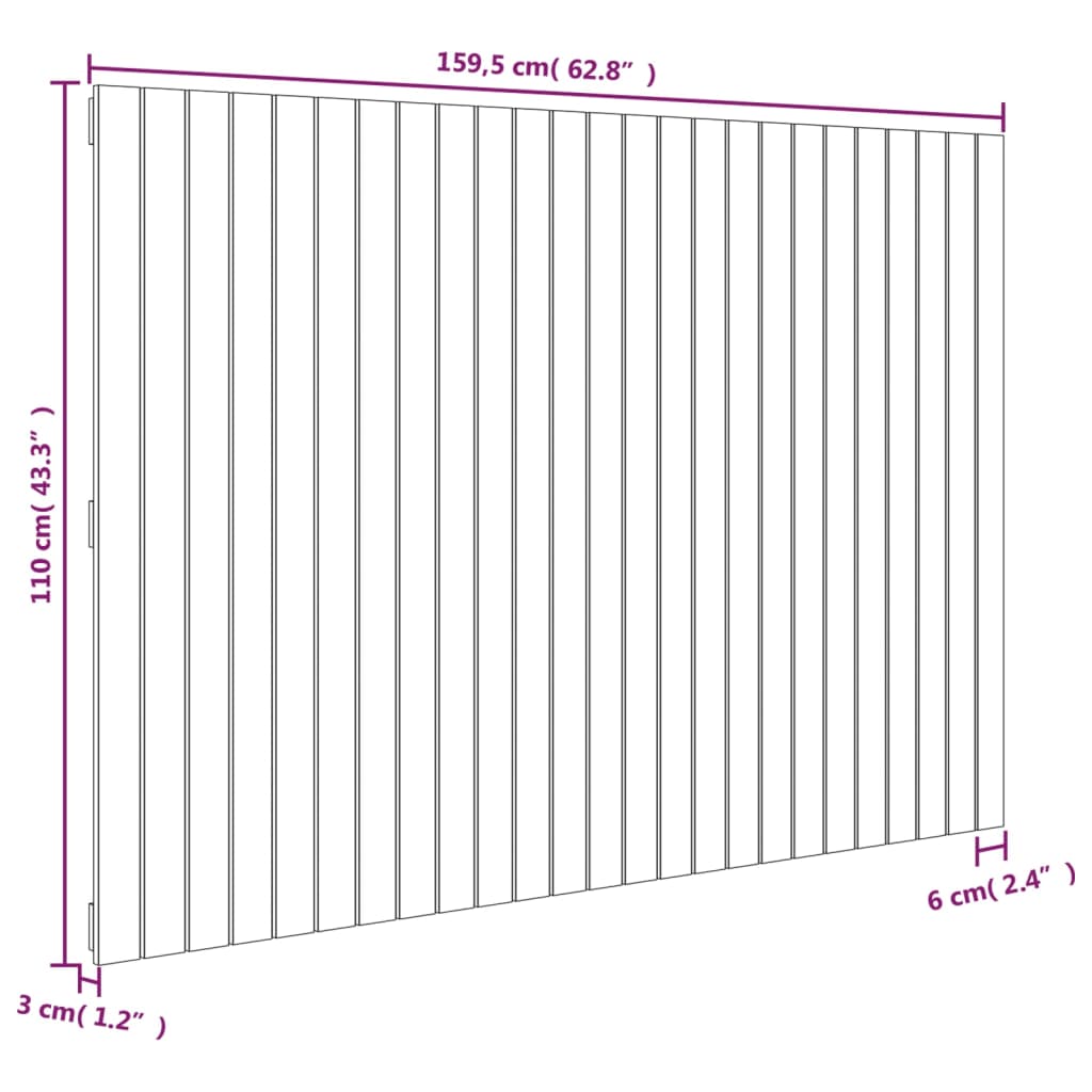 Tête de lit murale Gris 159,5x3x110 cm Bois massif de pin - XIOS
