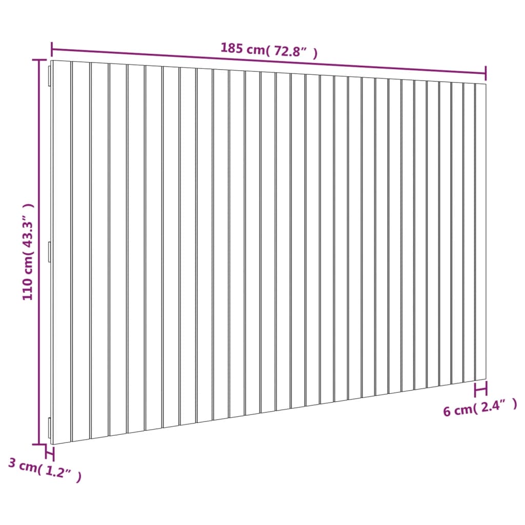 Tête de lit murale Blanc 185x3x110 cm Bois massif de pin - XIOS