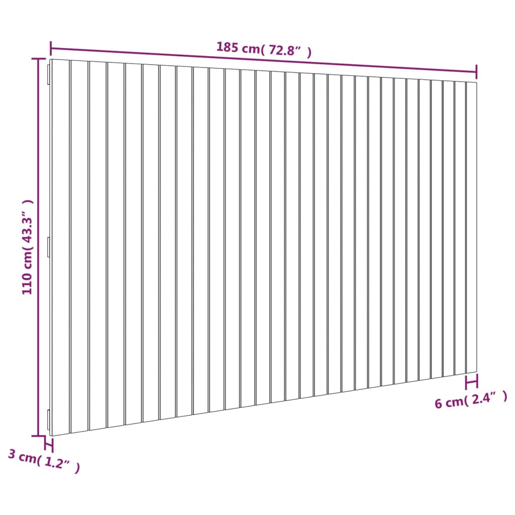 Tête de lit murale Gris 185x3x110 cm Bois massif de pin - XIOS